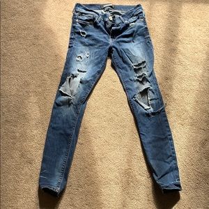 Express Jeans Super Distressed Skinny Ankle Cut
